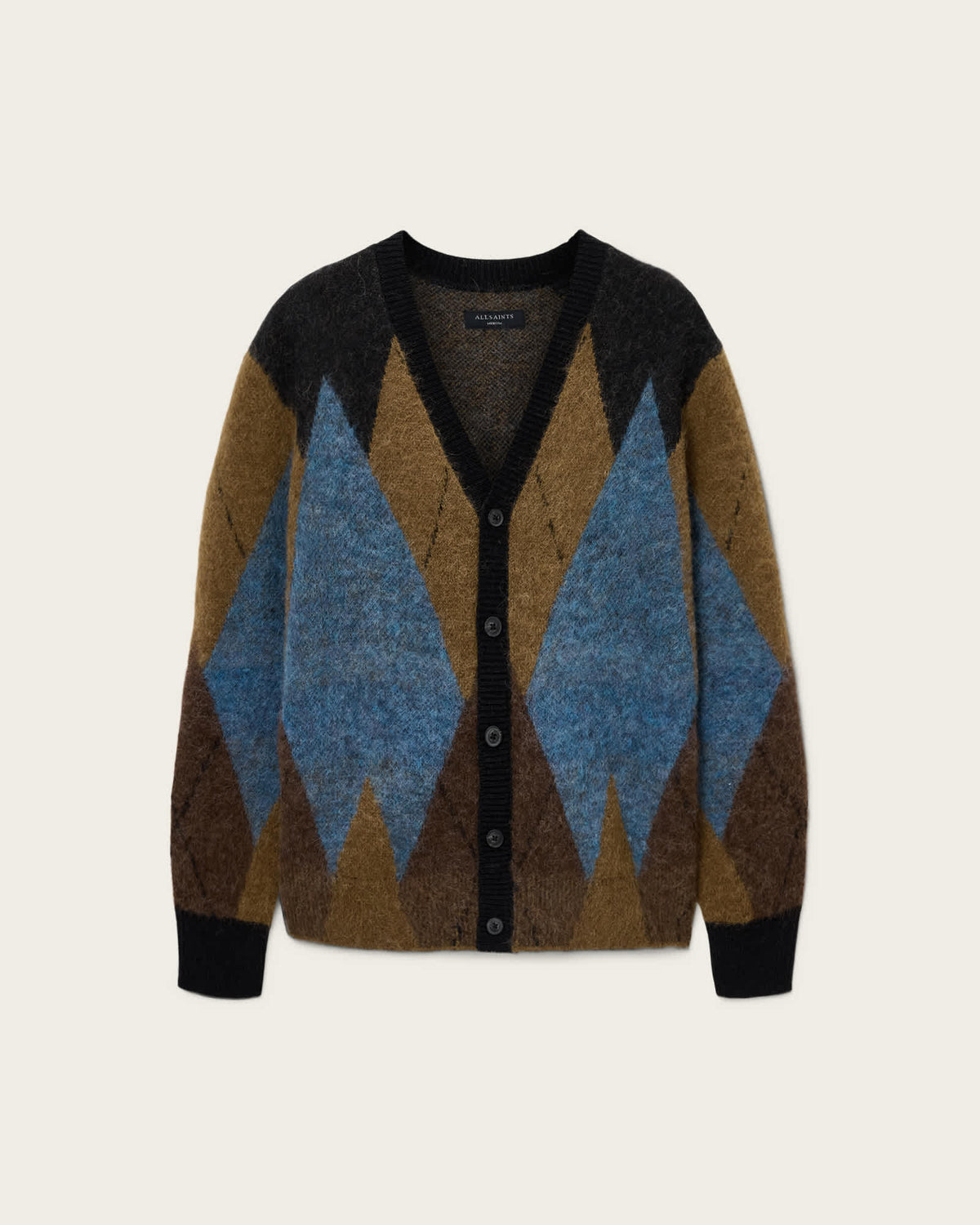 Bernie Oversized Argyle Cardigan CIDER BROWN