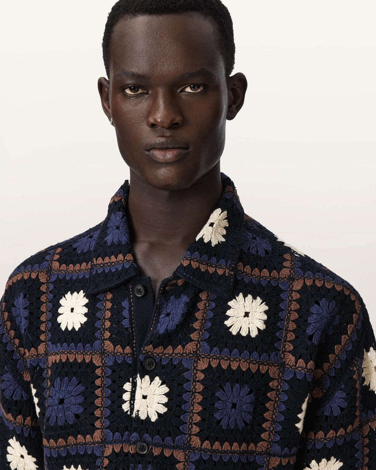Mandon Short Sleeve Crochet Shirt MOONSTONE BLUE