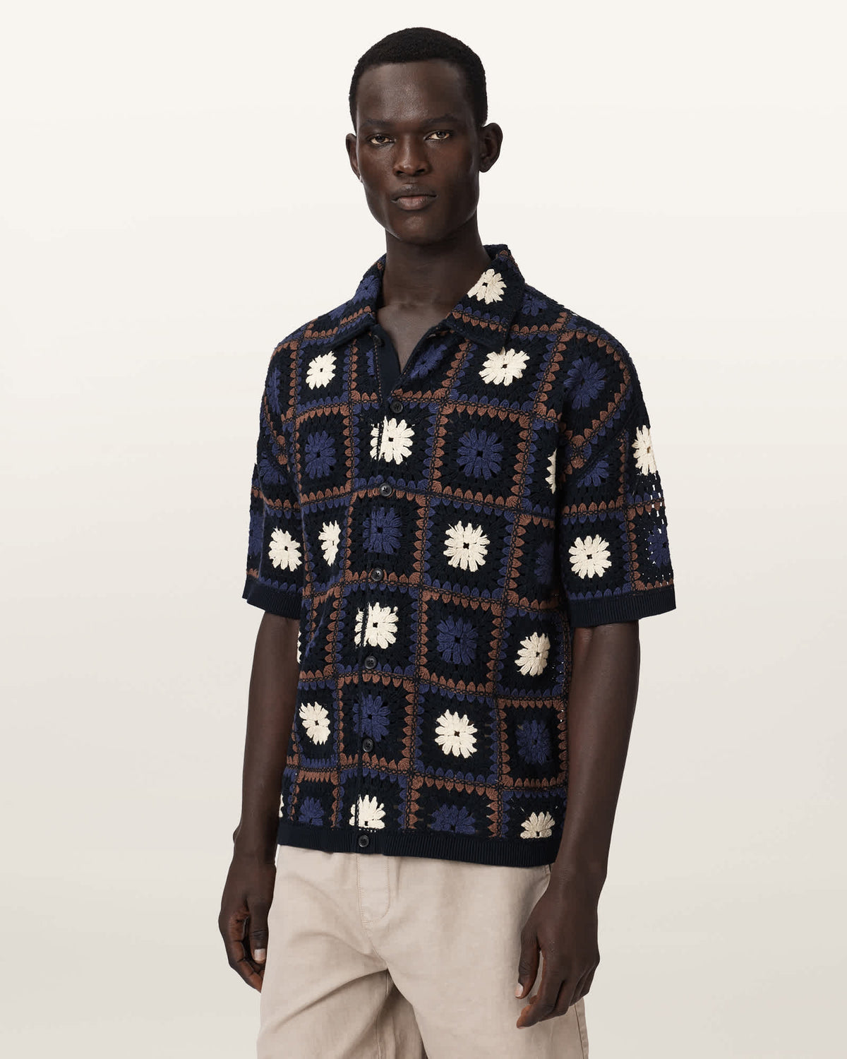 Mandon Short Sleeve Crochet Shirt MOONSTONE BLUE