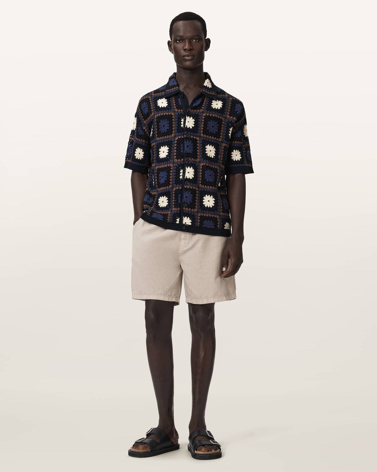 Mandon Short Sleeve Crochet Shirt MOONSTONE BLUE