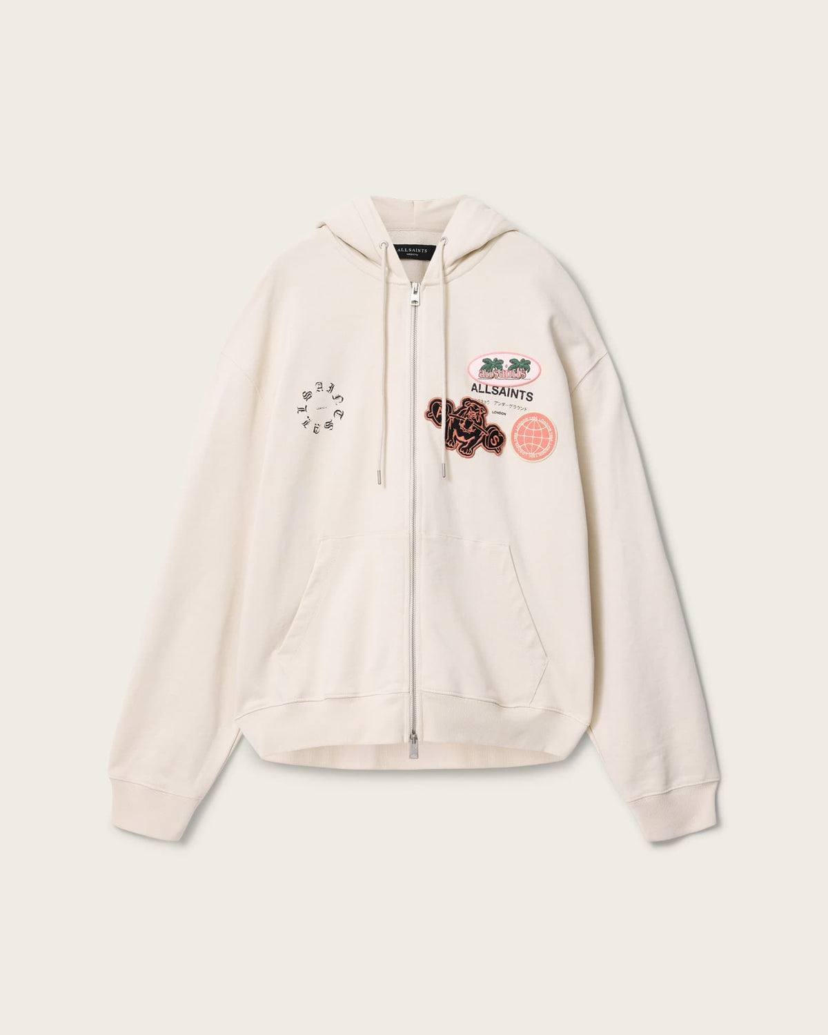 Patcher Zip Up Cotton Hoodie DUSK WHITE