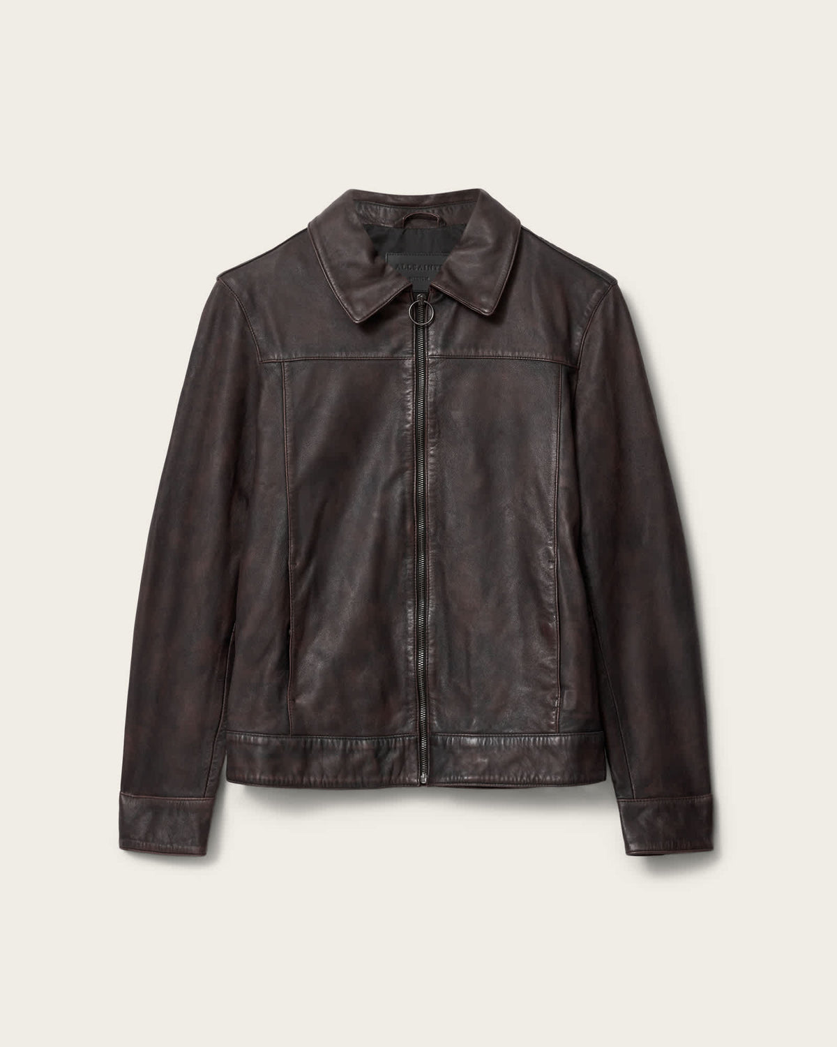 Alkan Zip Up Two Tone Leather Jacket OXBLOOD RED