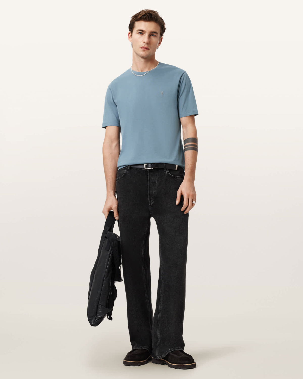 Brace Brushed Cotton Crew Neck T-Shirt COASTLINE BLUE