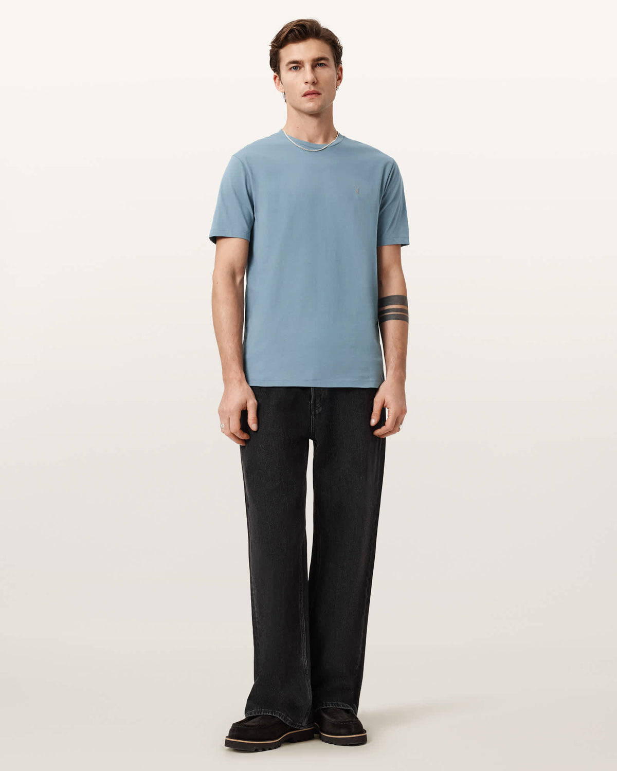 Brace Brushed Cotton Crew Neck T-Shirt COASTLINE BLUE