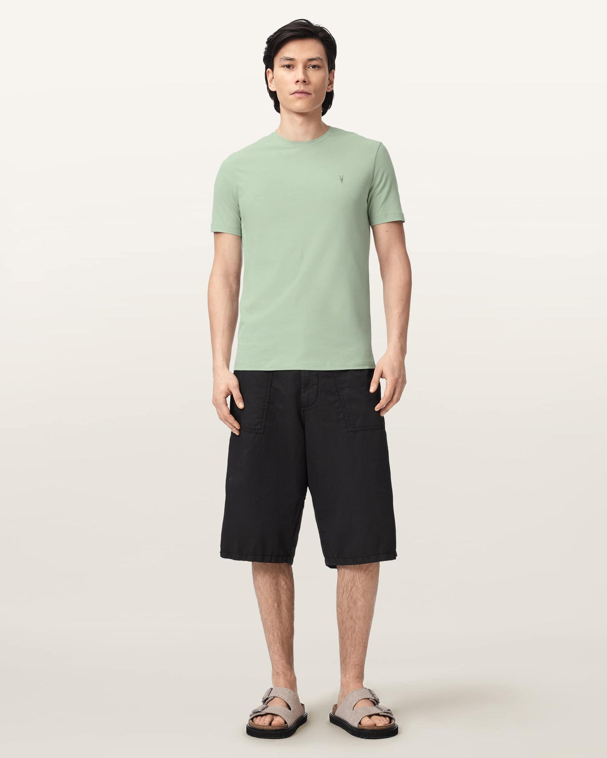 Brace Brushed Cotton Crew Neck T-Shirt CELADON GREEN
