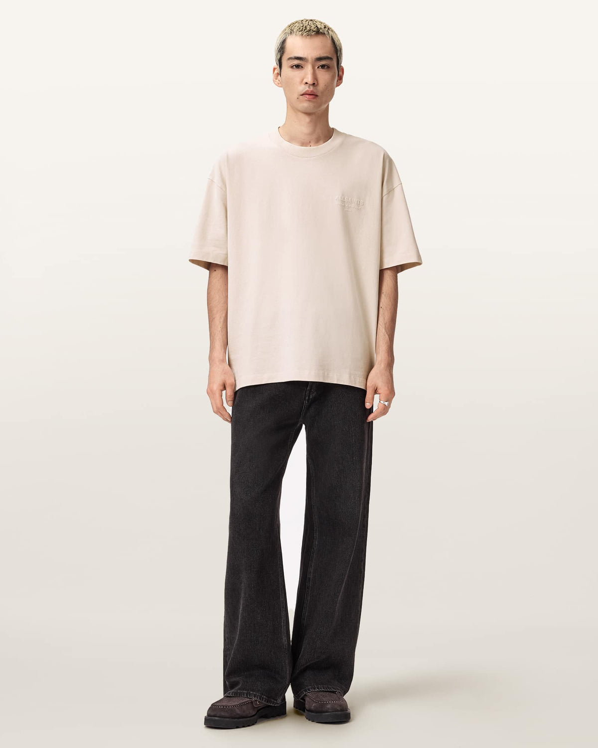Xander Flocked Logo Oversized T-Shirt MUTED WHITE