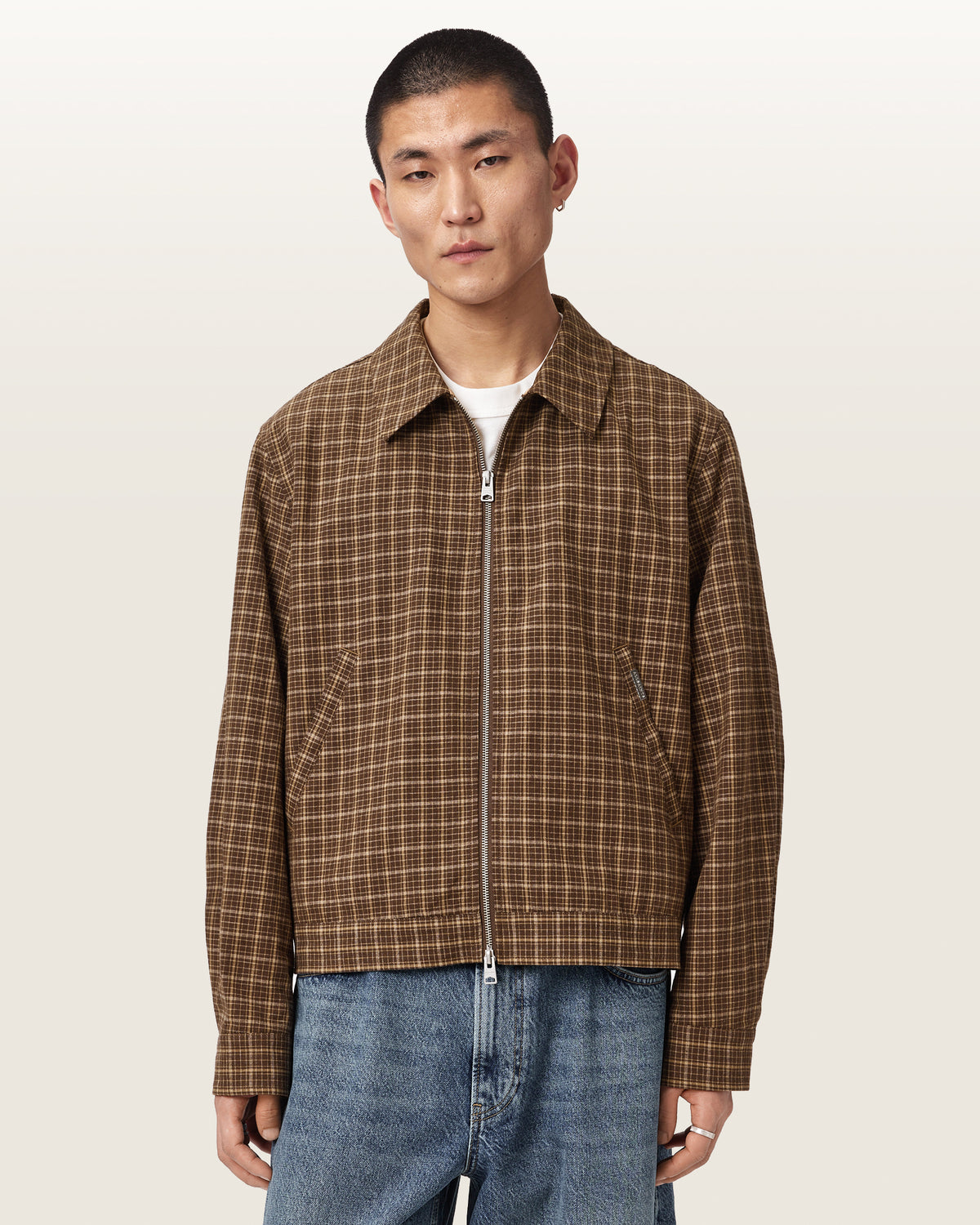 Lakeshaw Relaxed Fit Linen Blend Check Jacket