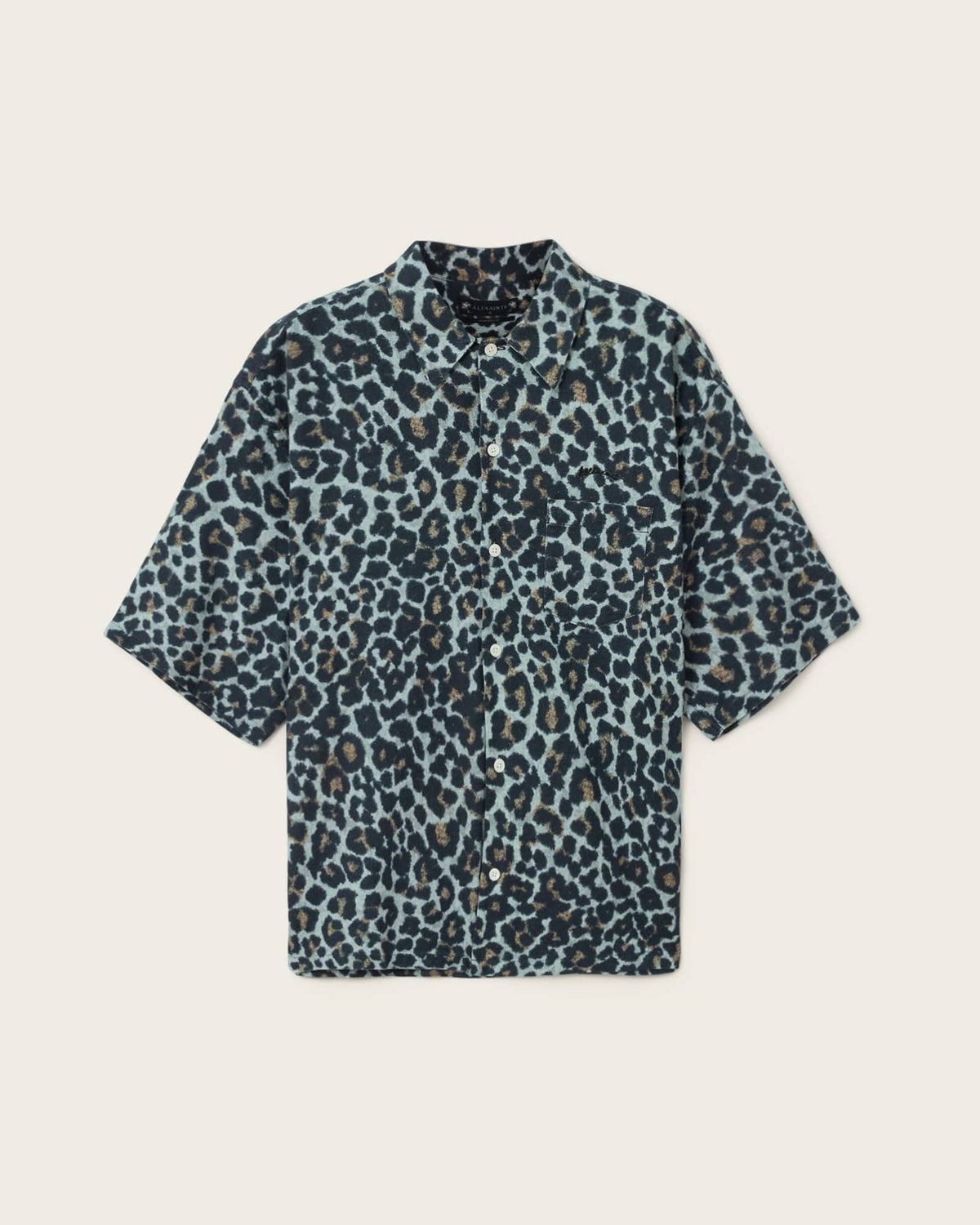 Silesia Oversized Leopard Print Shirt SOFT ASH GREY