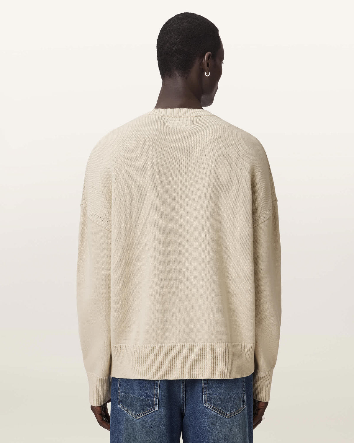Crossed Oversized Crew Neck Embroidered Jumper ECRU WHITE