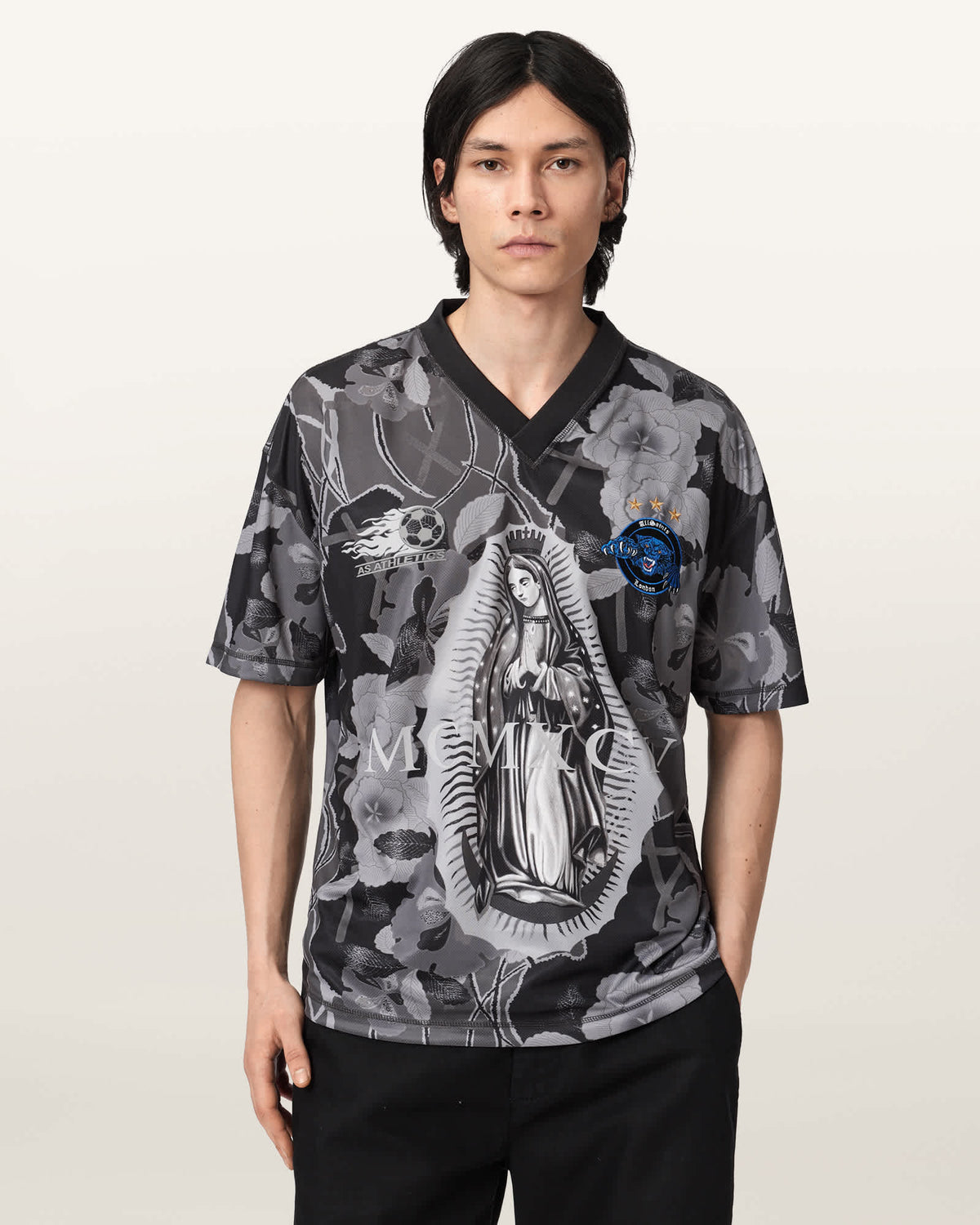Puerto Oversized Short Sleeve Football Shirt Jet Black