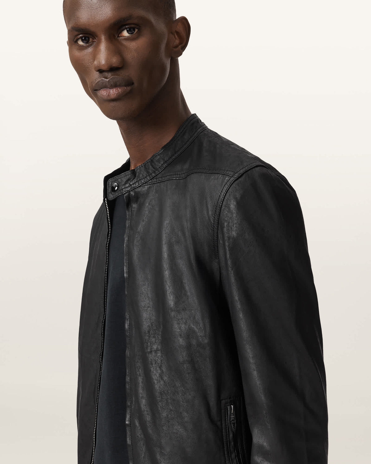 Colt Slim Fit Leather Jacket Black