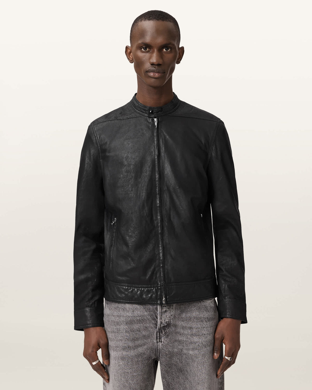 Colt Slim Fit Leather Jacket Black