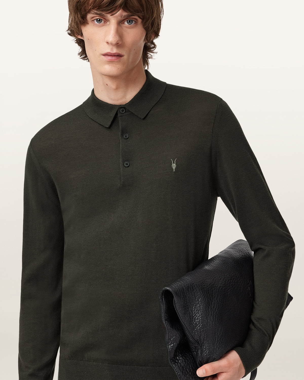 Mode Merino Wool Long-Sleeve Polo Shirt