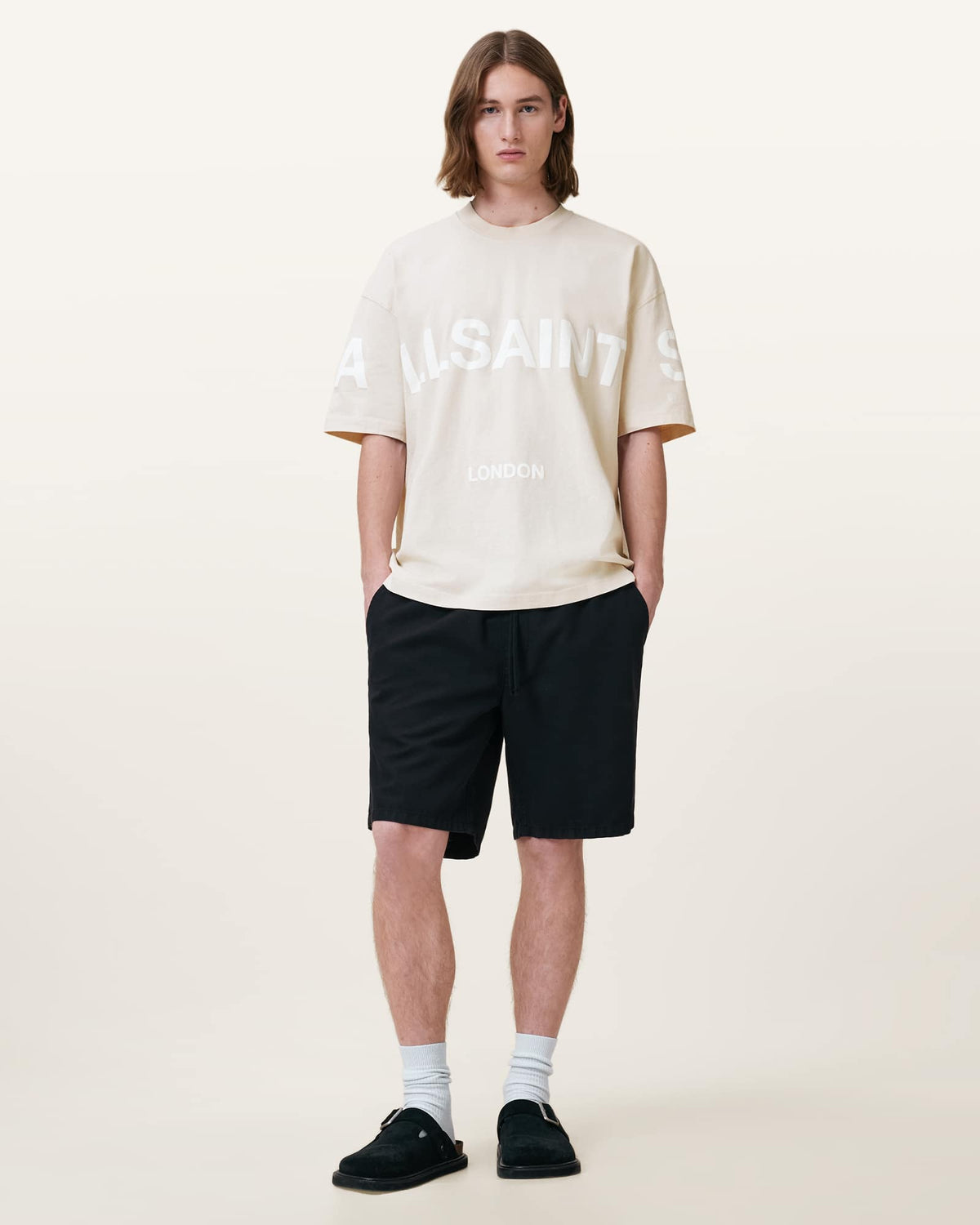 Biggy Oversized Logo Print T-Shirt BAILEY TAUPE