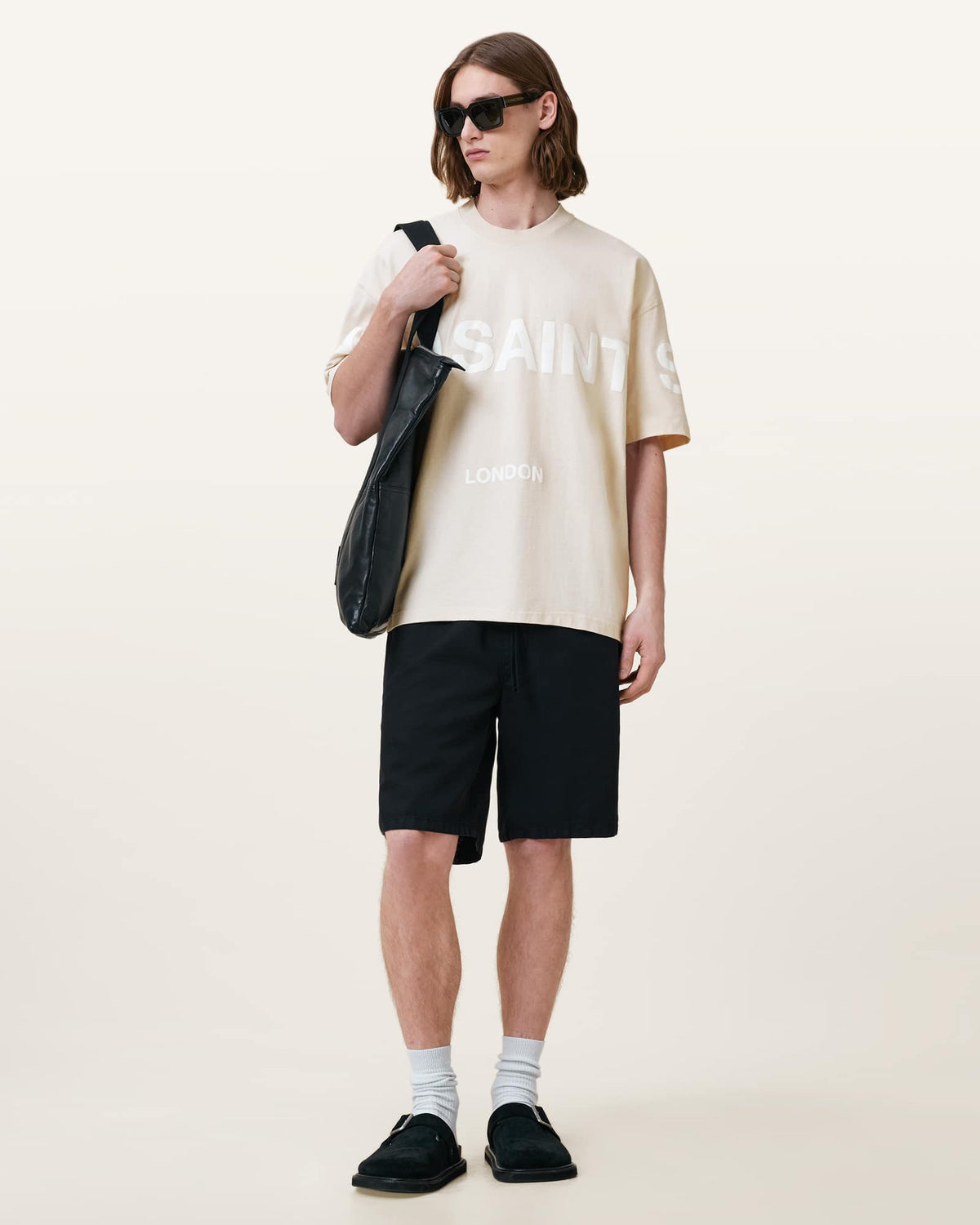 Biggy Oversized Logo Print T-Shirt BAILEY TAUPE