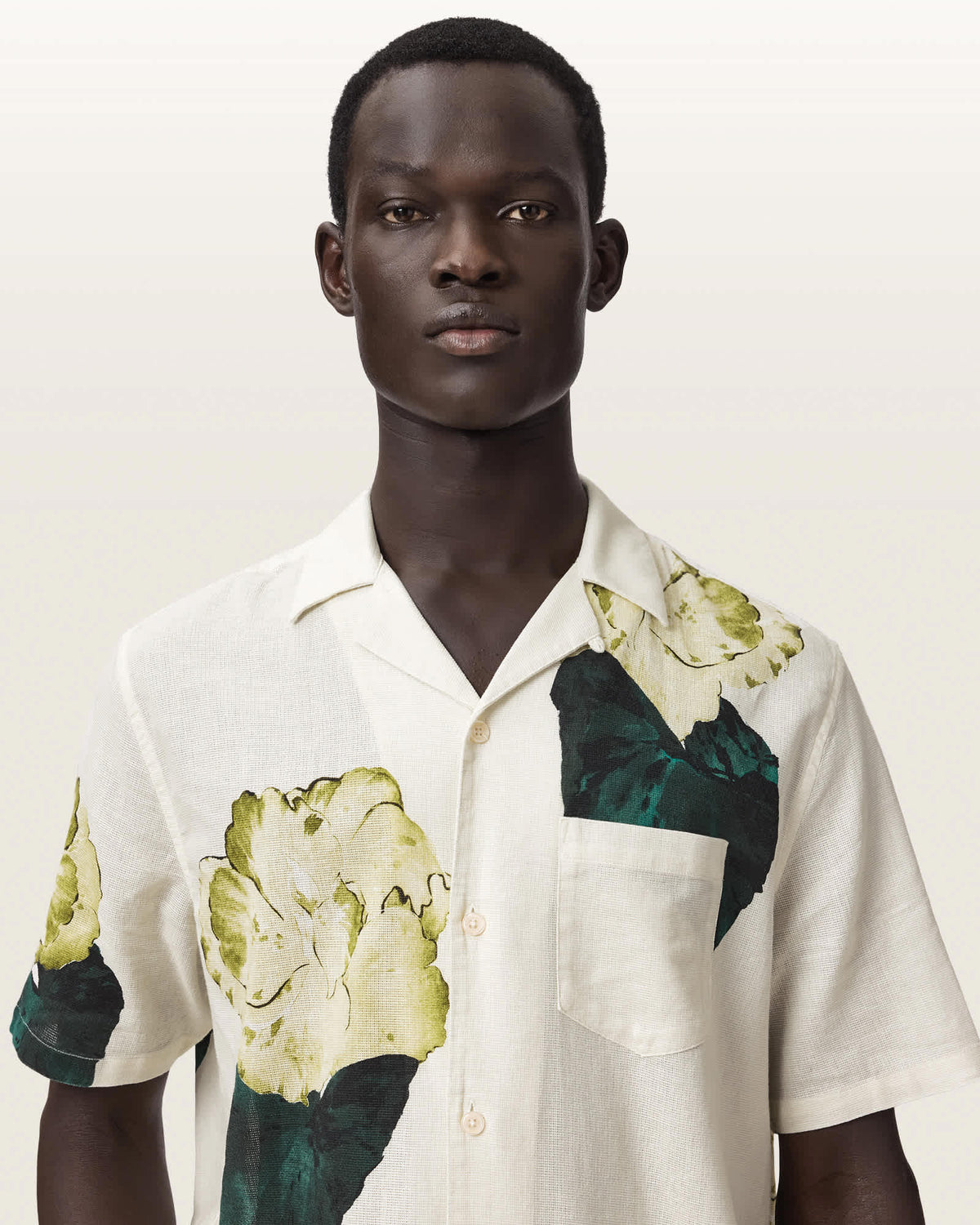 Nouvelle Short Sleeve Linen Blend Shirt Ecru