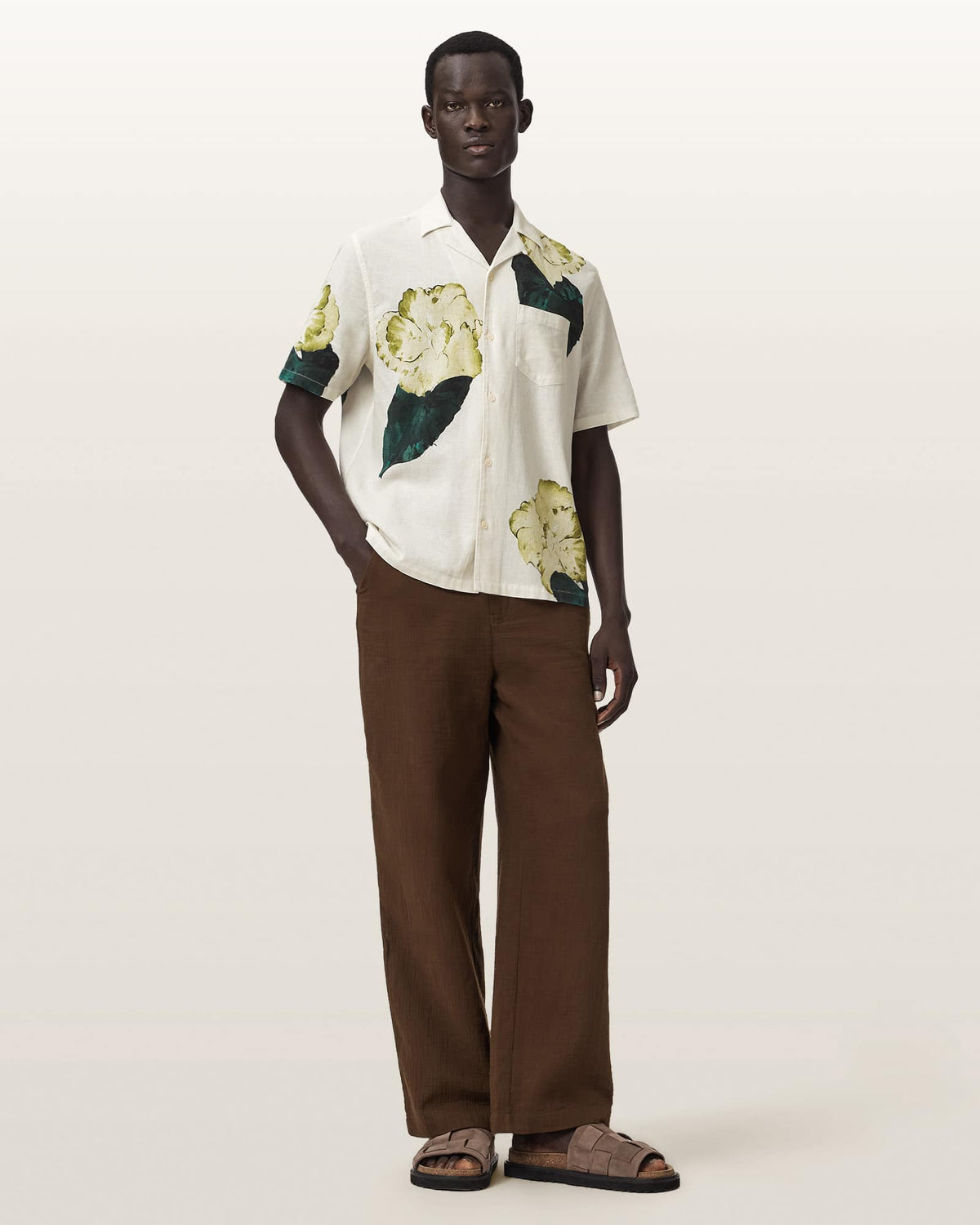 Nouvelle Short Sleeve Linen Blend Shirt Ecru