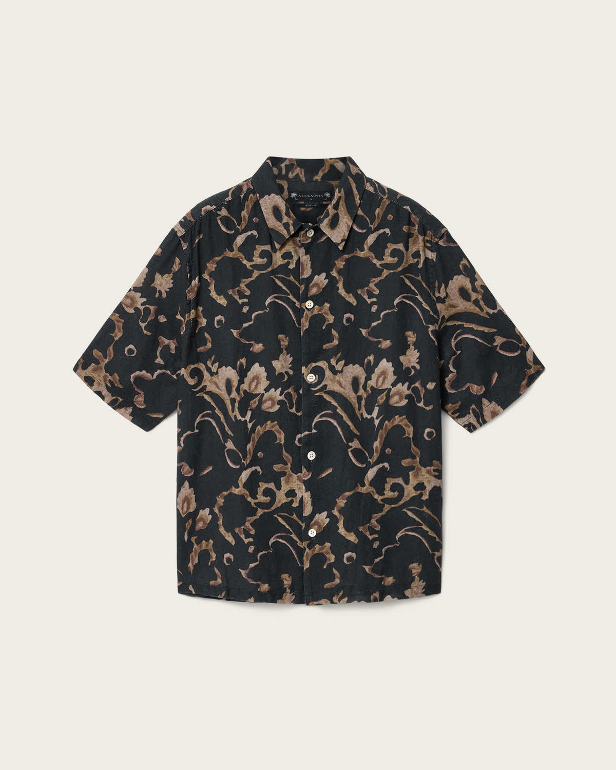 Fortune Short Sleeve Linen Blend Boxy Shirt BANK BROWN