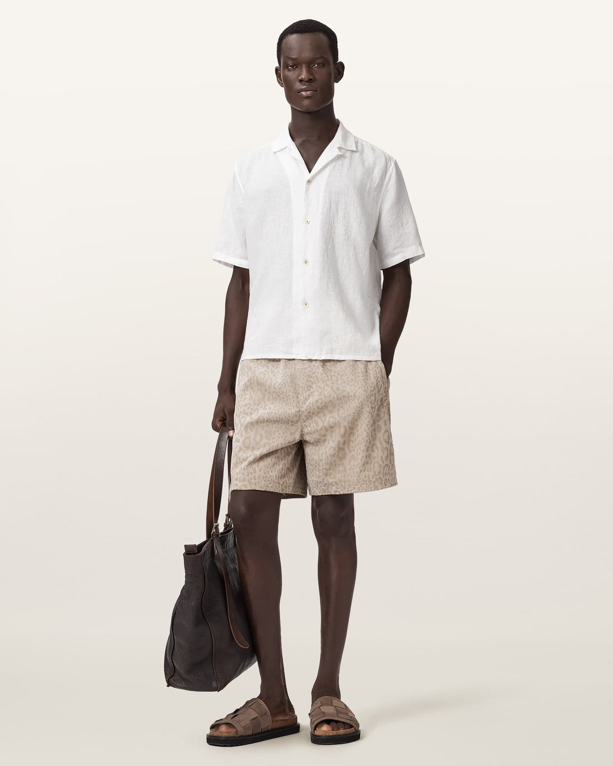 Sepal Short Sleeve Boxy Linen Shirt White