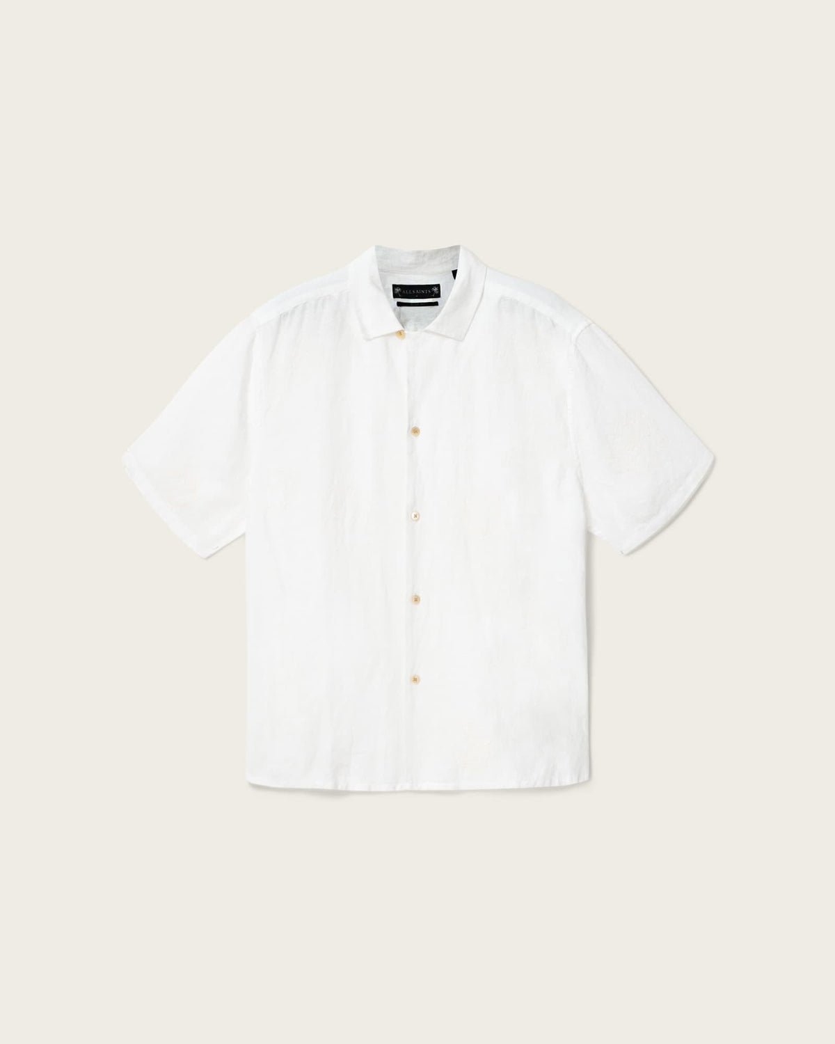 Sepal Short Sleeve Boxy Linen Shirt White
