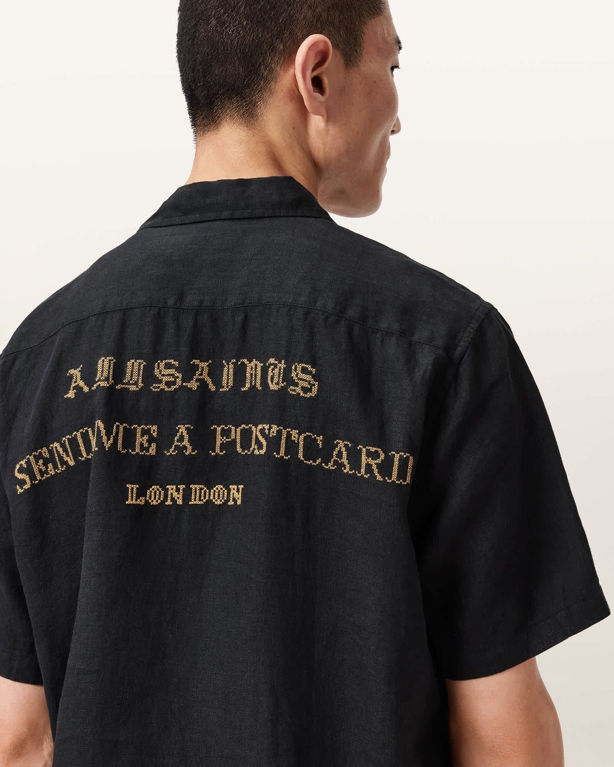 Dunloe Short Sleeve Boxy Linen Shirt Jet Black