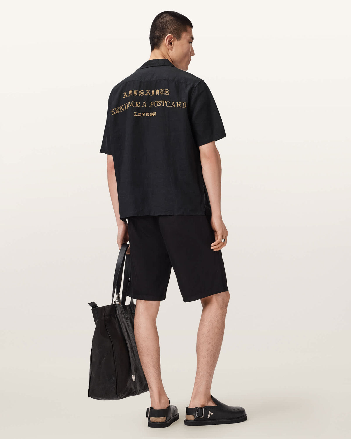 Dunloe Short Sleeve Boxy Linen Shirt Jet Black