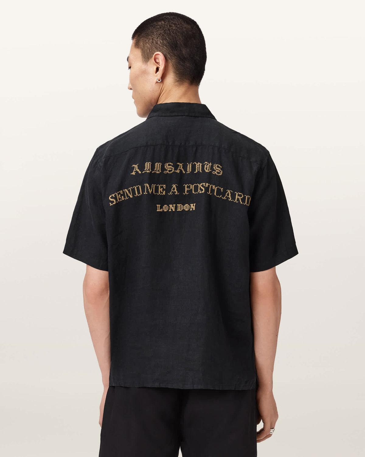 Dunloe Short Sleeve Boxy Linen Shirt Jet Black