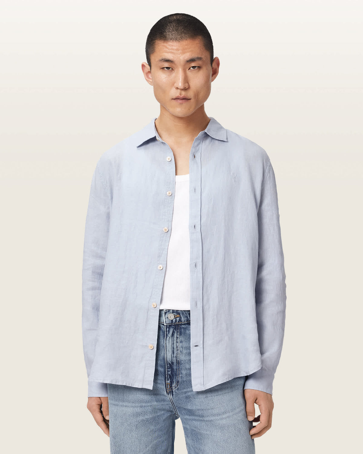 Loom Long Sleeve Linen Shirt VILLA BLUE