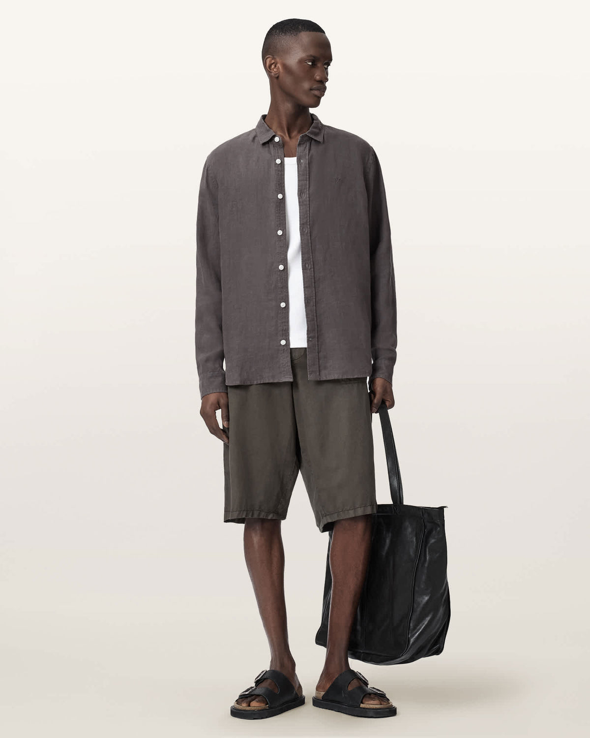 Loom Long Sleeve Linen Shirt HERON GREY