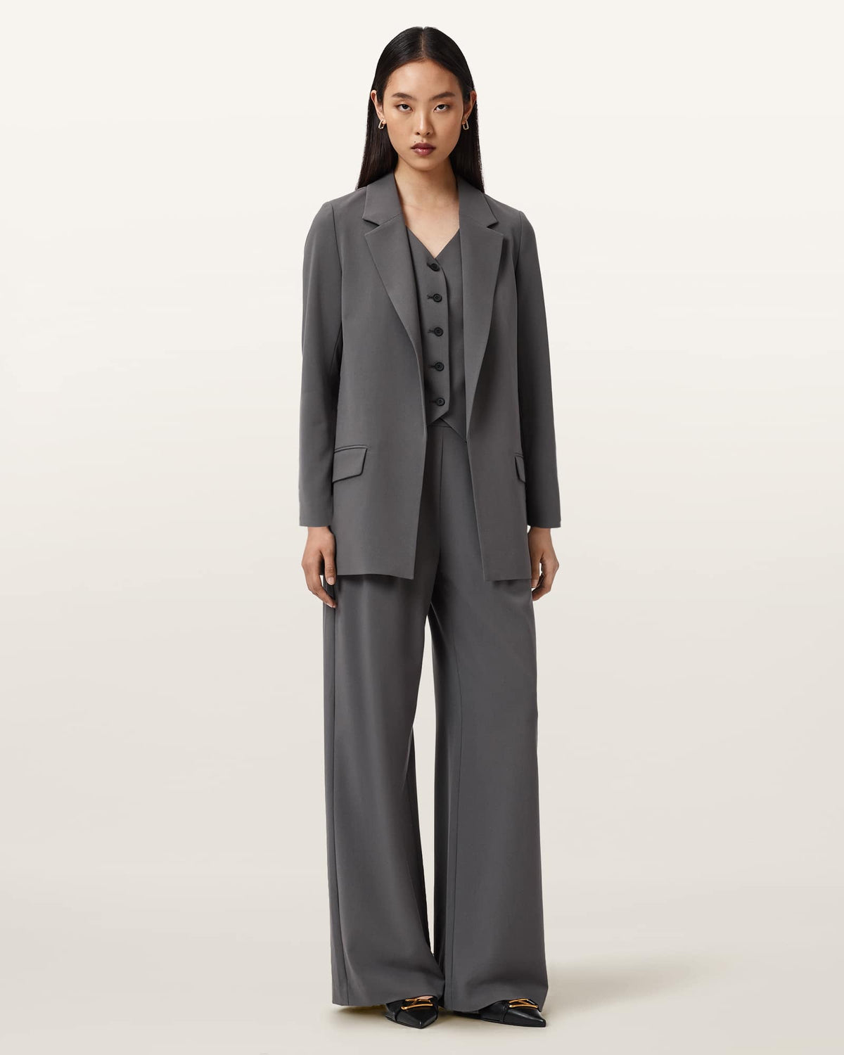 Aleida Lightweight Tri Blazer DARK GULL GREY