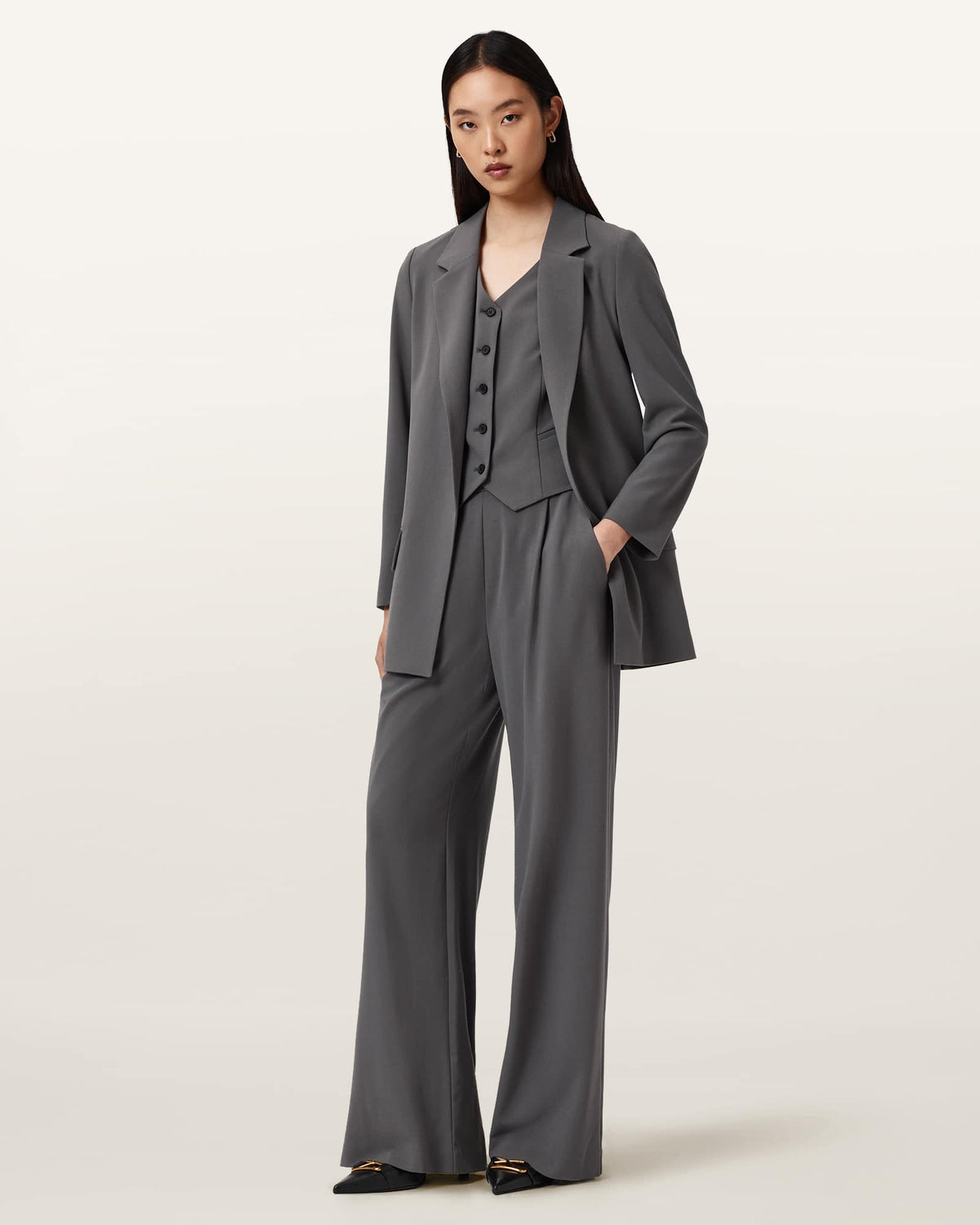 Aleida Lightweight Tri Blazer DARK GULL GREY