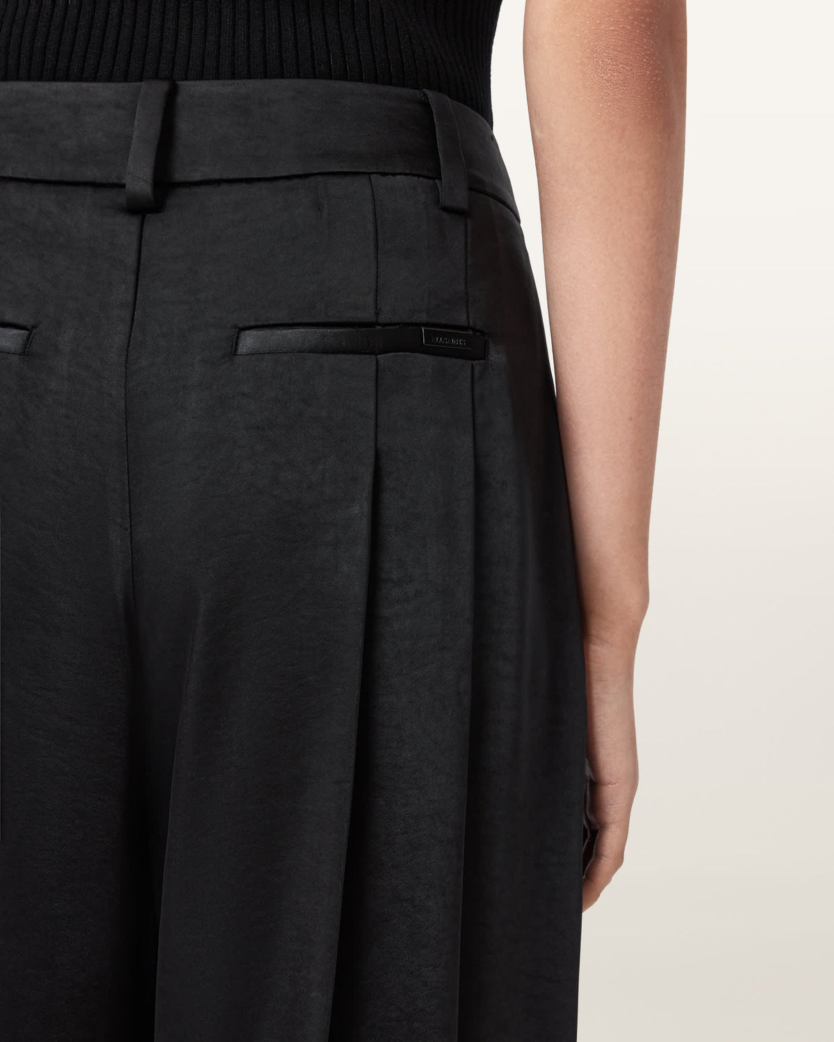 Poppy Satin Straight Leg Trousers Black