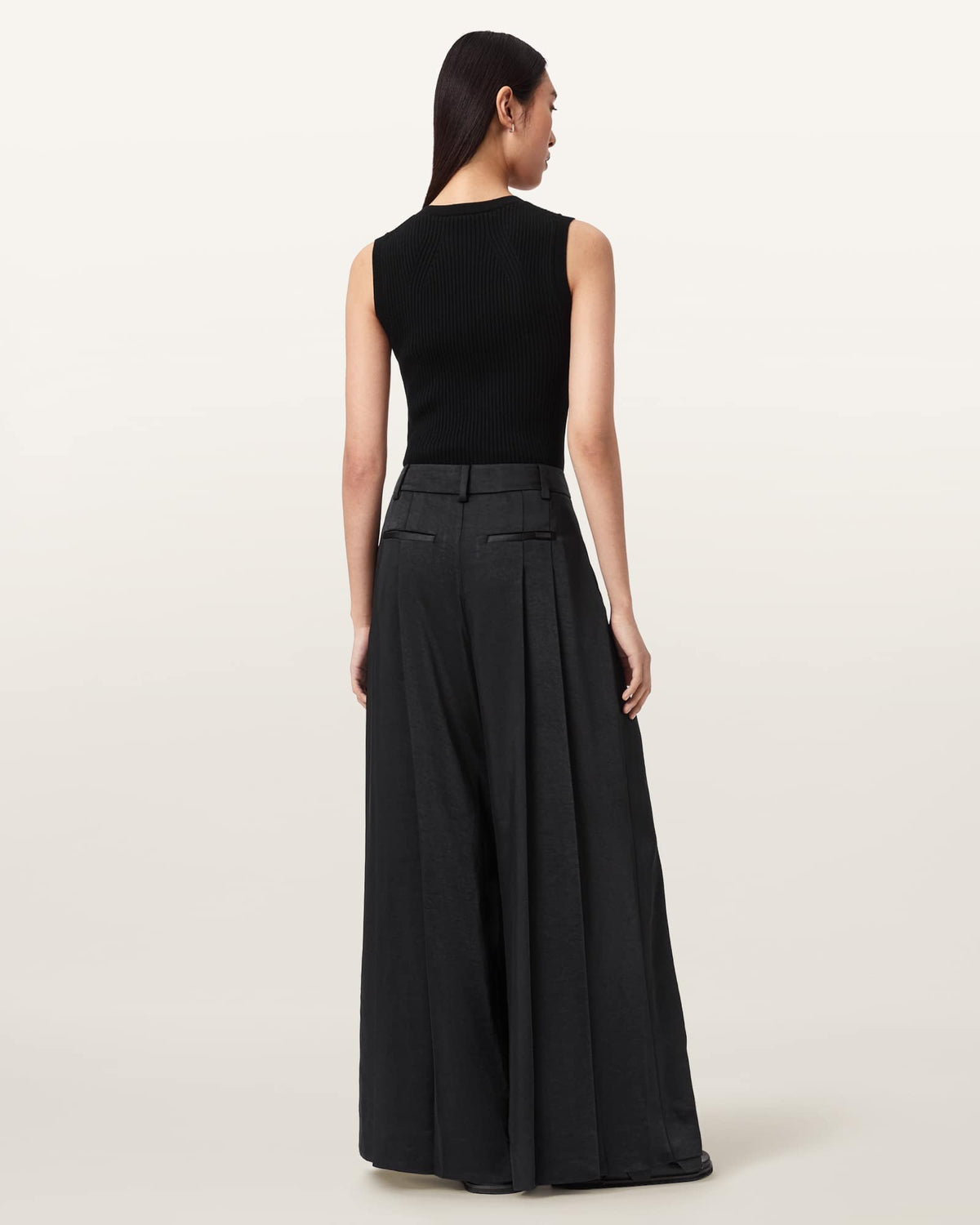 Poppy Satin Straight Leg Trousers Black