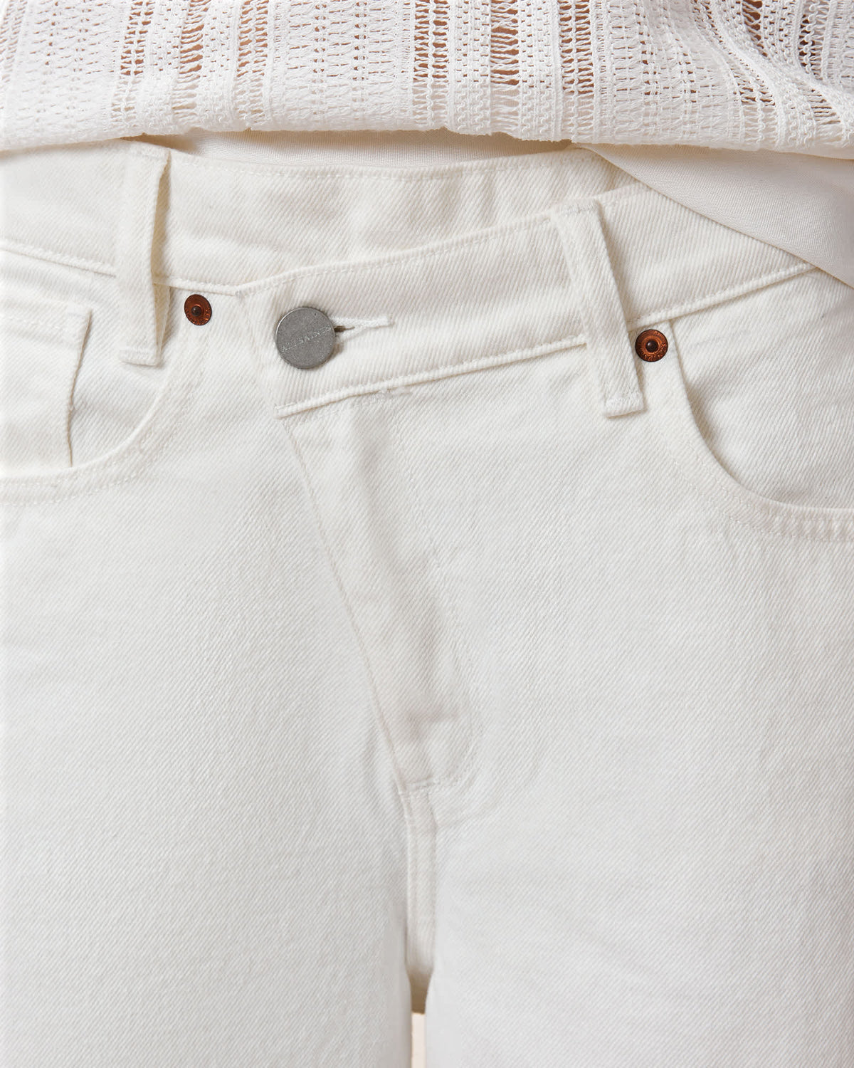 Aki Crossover Wide Leg Denim Jeans Chalk White