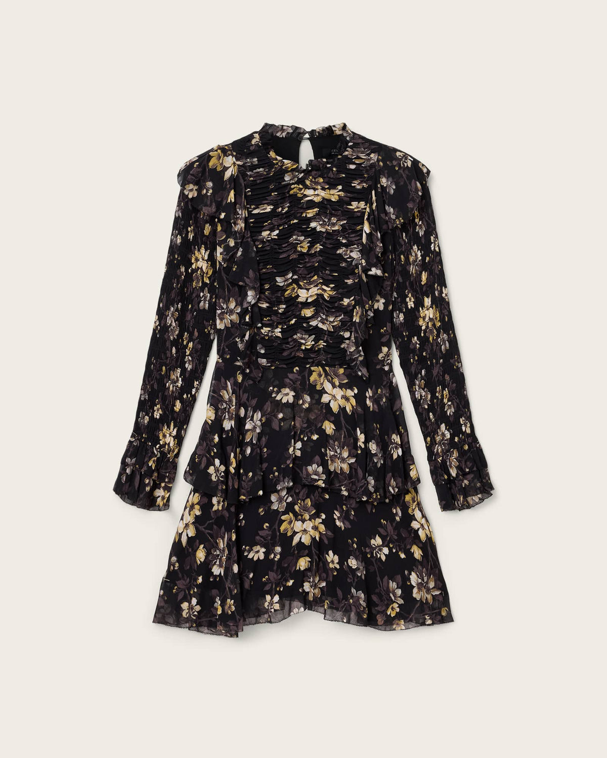 Portia Mini Floral Ruffle Dress VINE BLACK