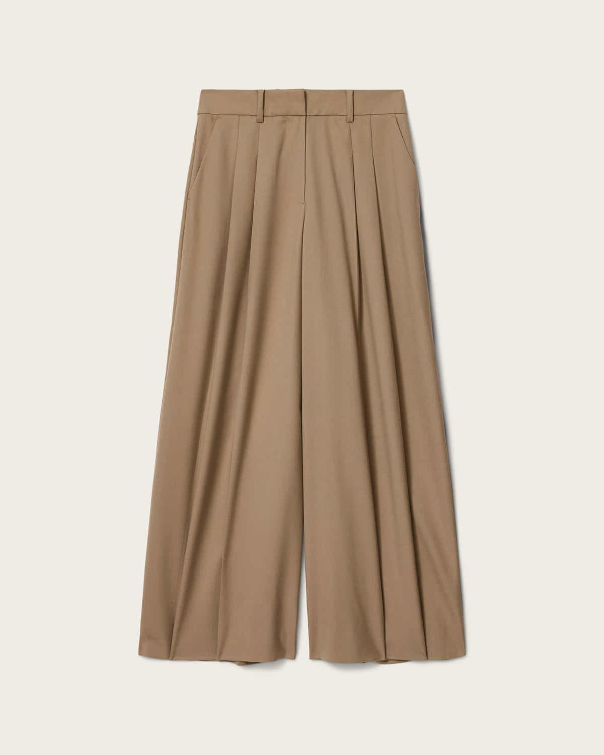 Poppy Wide Leg Pleated Trousers SAND BROWN