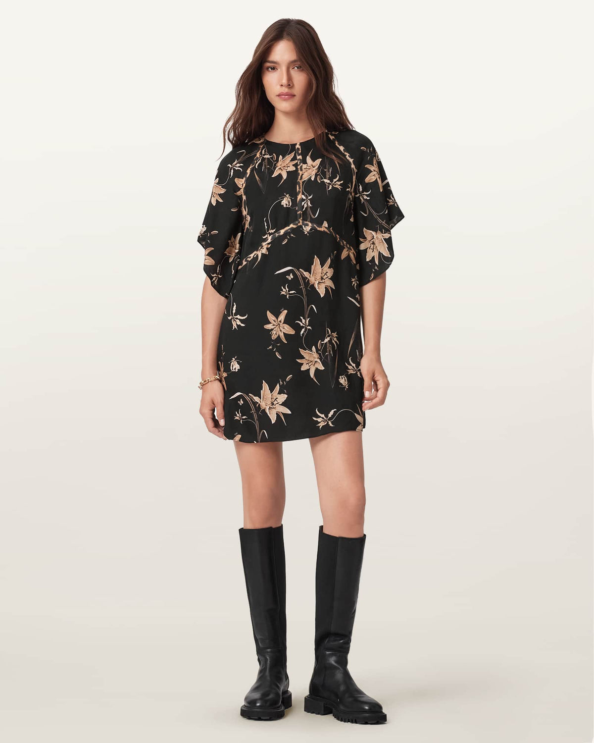 Xena Floral Print Mini Dress PETRA SEPIA BROWN