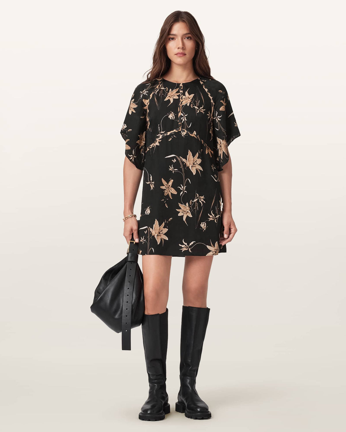 Xena Floral Print Mini Dress PETRA SEPIA BROWN