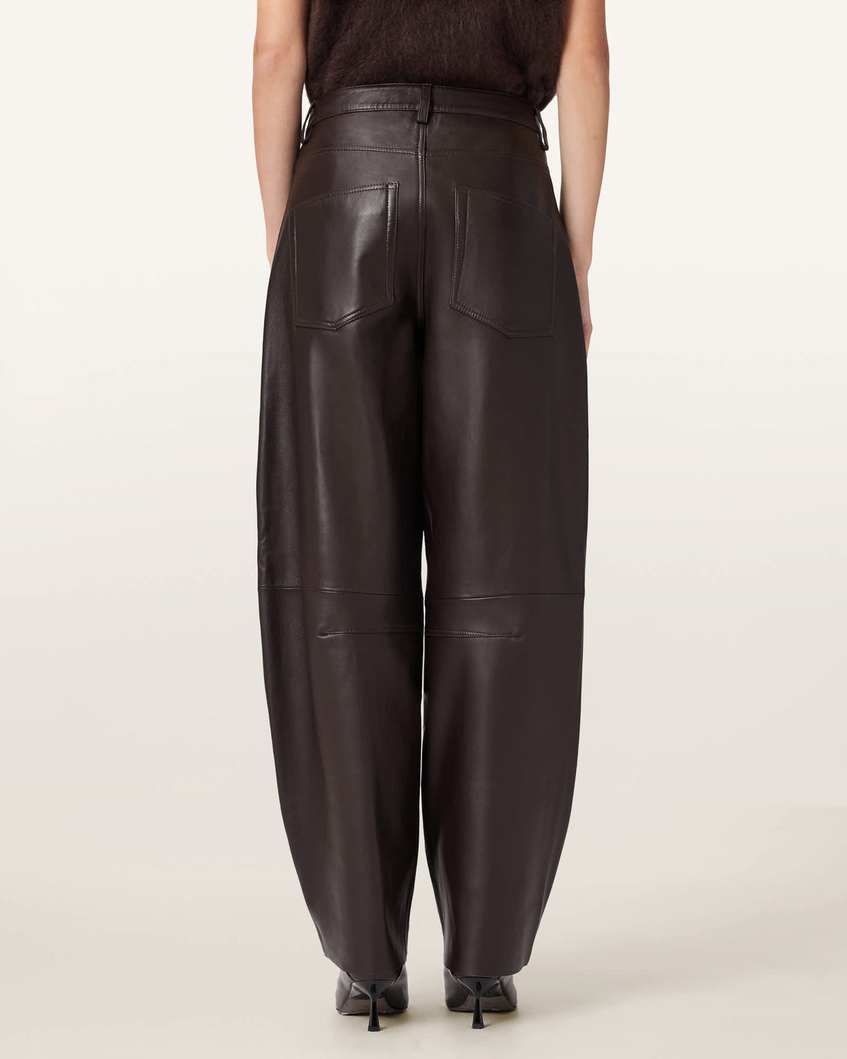 Jett Wide Leg Leather Trousers Bitter Brown