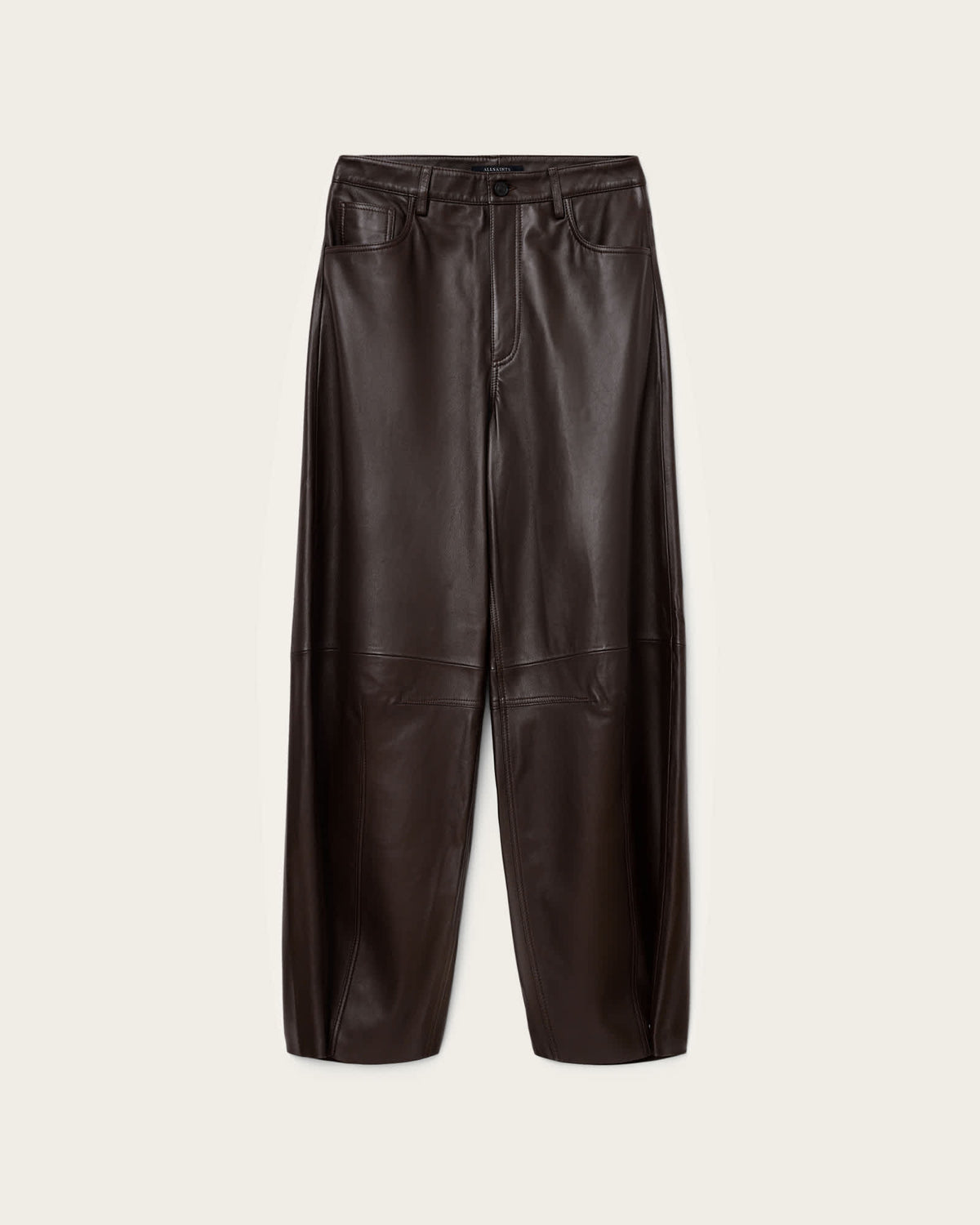 Jett Wide Leg Leather Trousers Bitter Brown