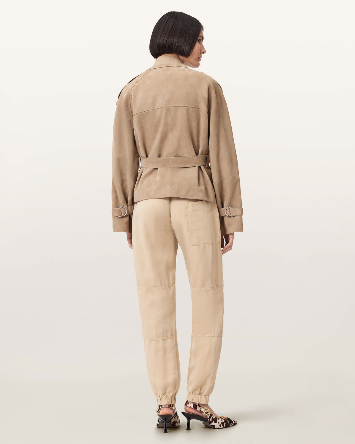 Val Cargo Linen Blend Trousers Taupe Brown