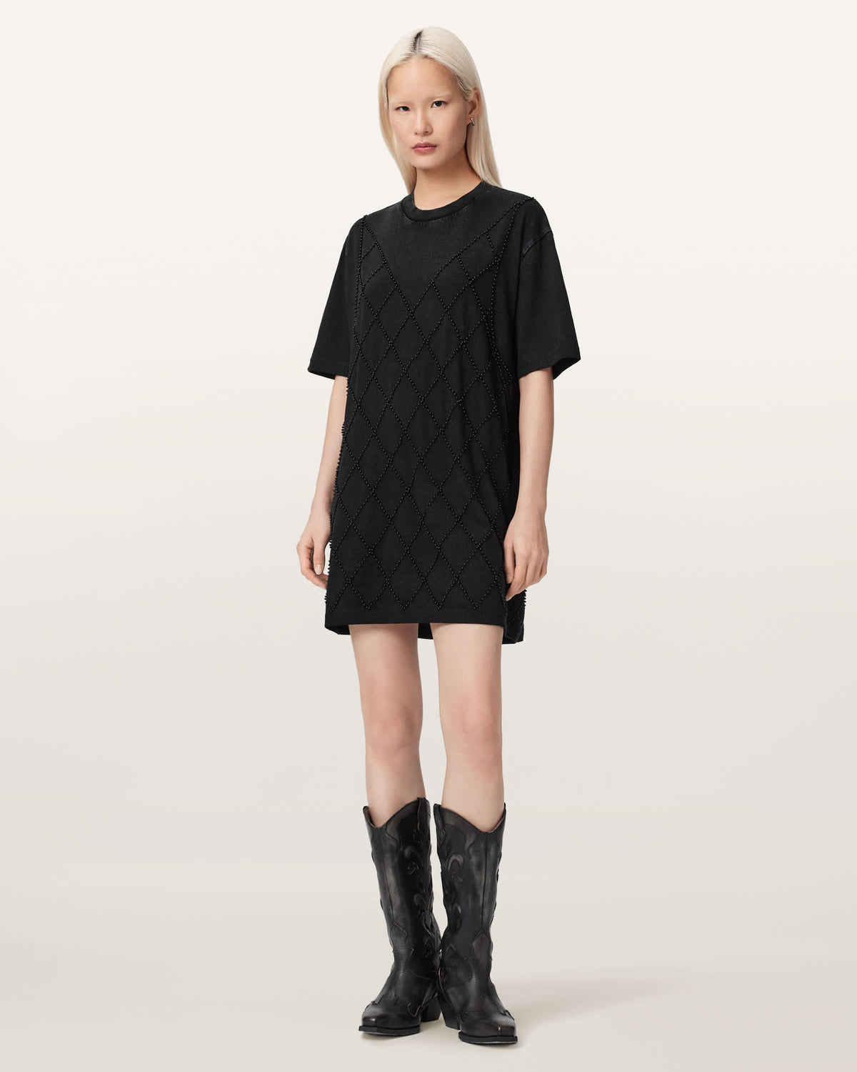 Darcey Relaxed Fit Mini T-Shirt Dress Washed Black