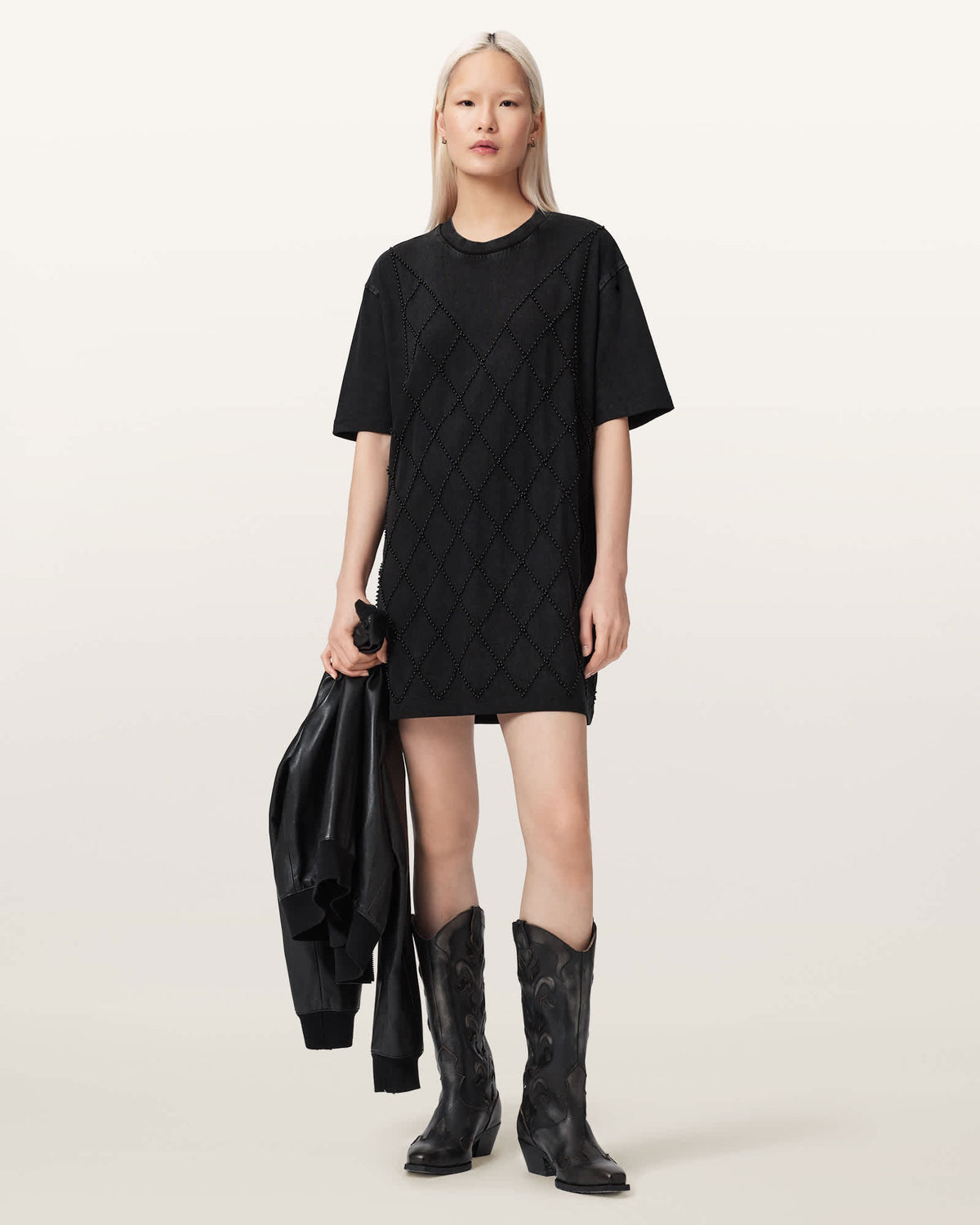 Darcey Relaxed Fit Mini T-Shirt Dress Washed Black