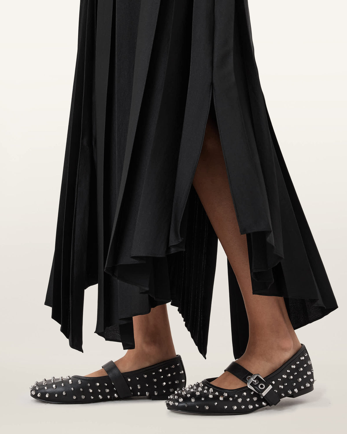 Holly Leather Stud Ballet Flats Black