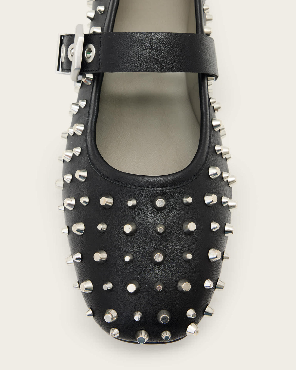 Holly Leather Stud Ballet Flats Black