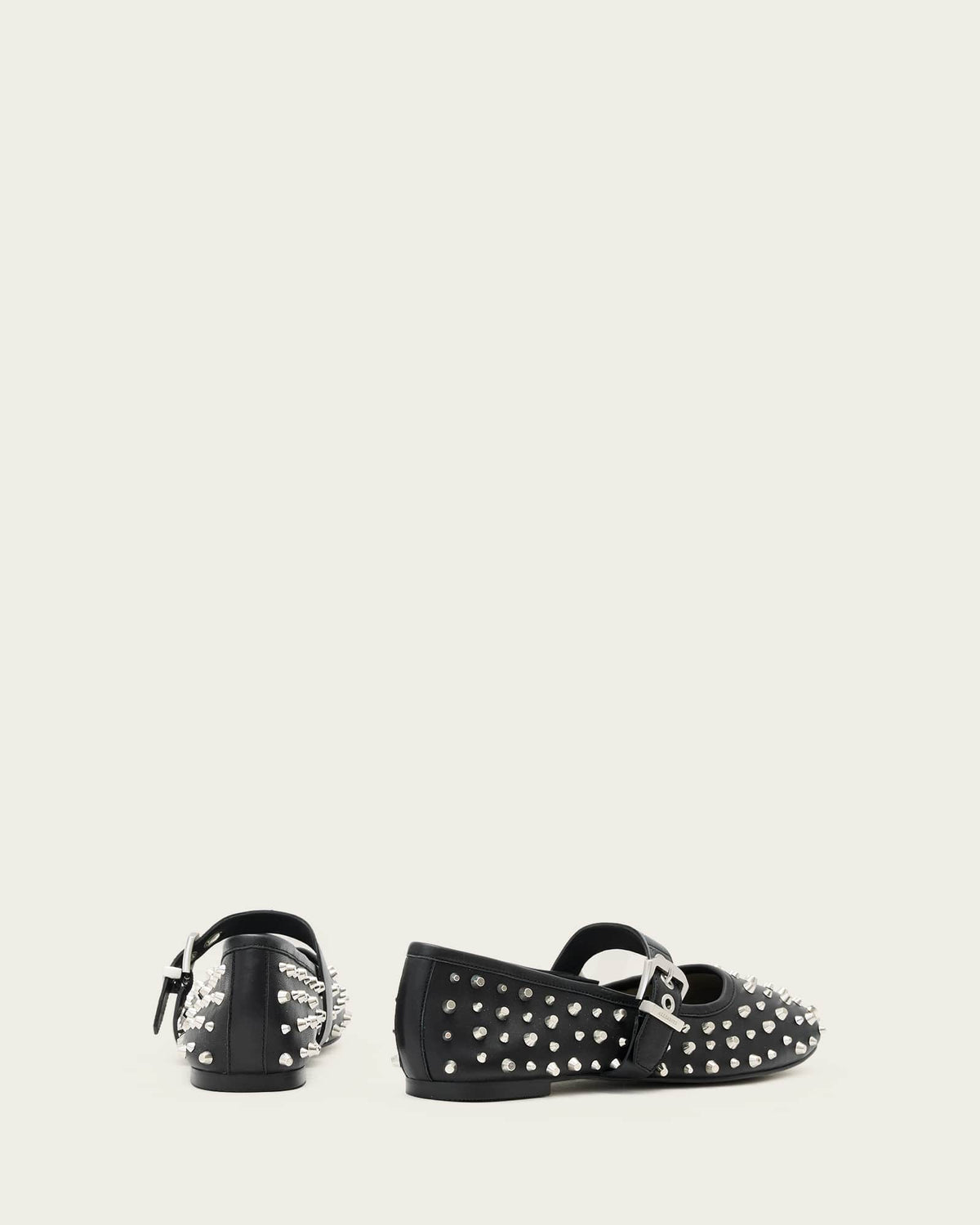 Holly Leather Stud Ballet Flats Black