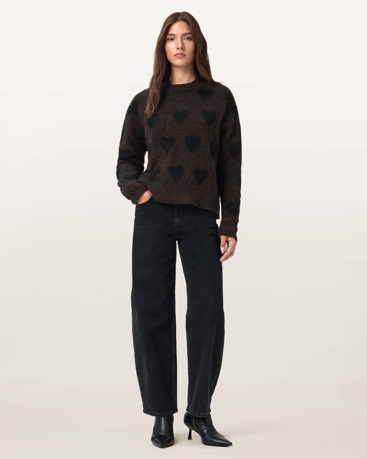 Amora Jacquard Brushed Jumper OXBLOOD RED/BLACK