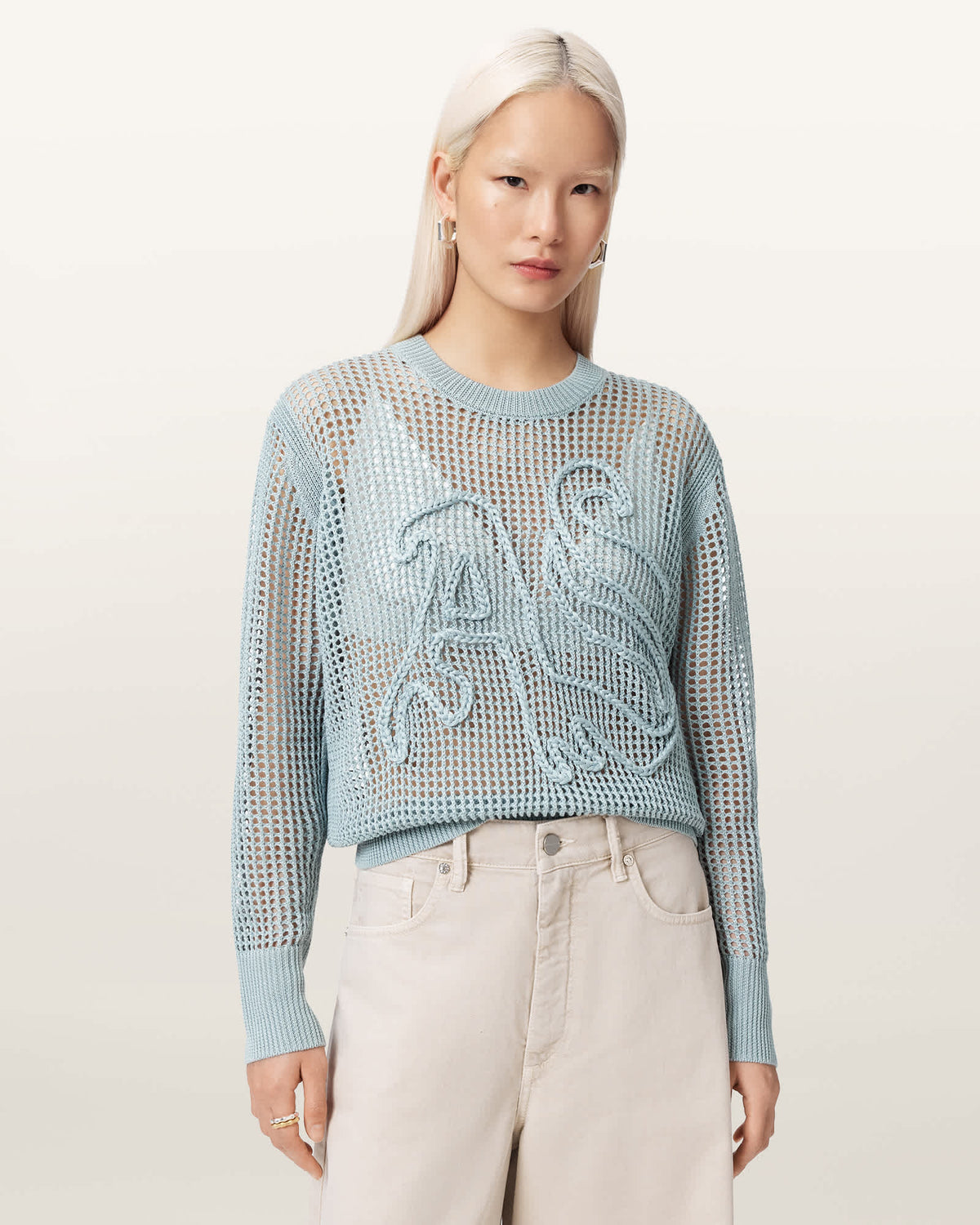 Raelyn Relaxed Fit Open Stitch Jumper QUARRY BLUE