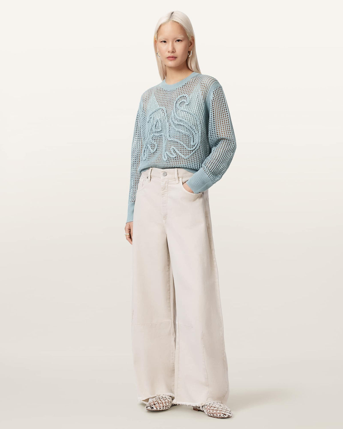 Raelyn Relaxed Fit Open Stitch Jumper QUARRY BLUE
