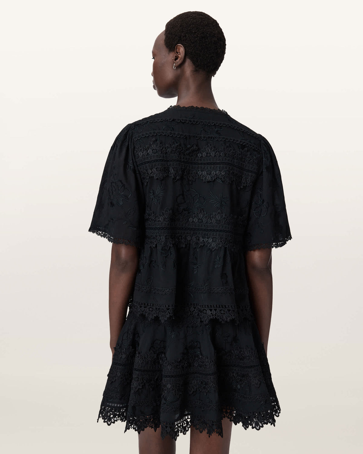 Lillith Embroidered Short Sleeve Top Black